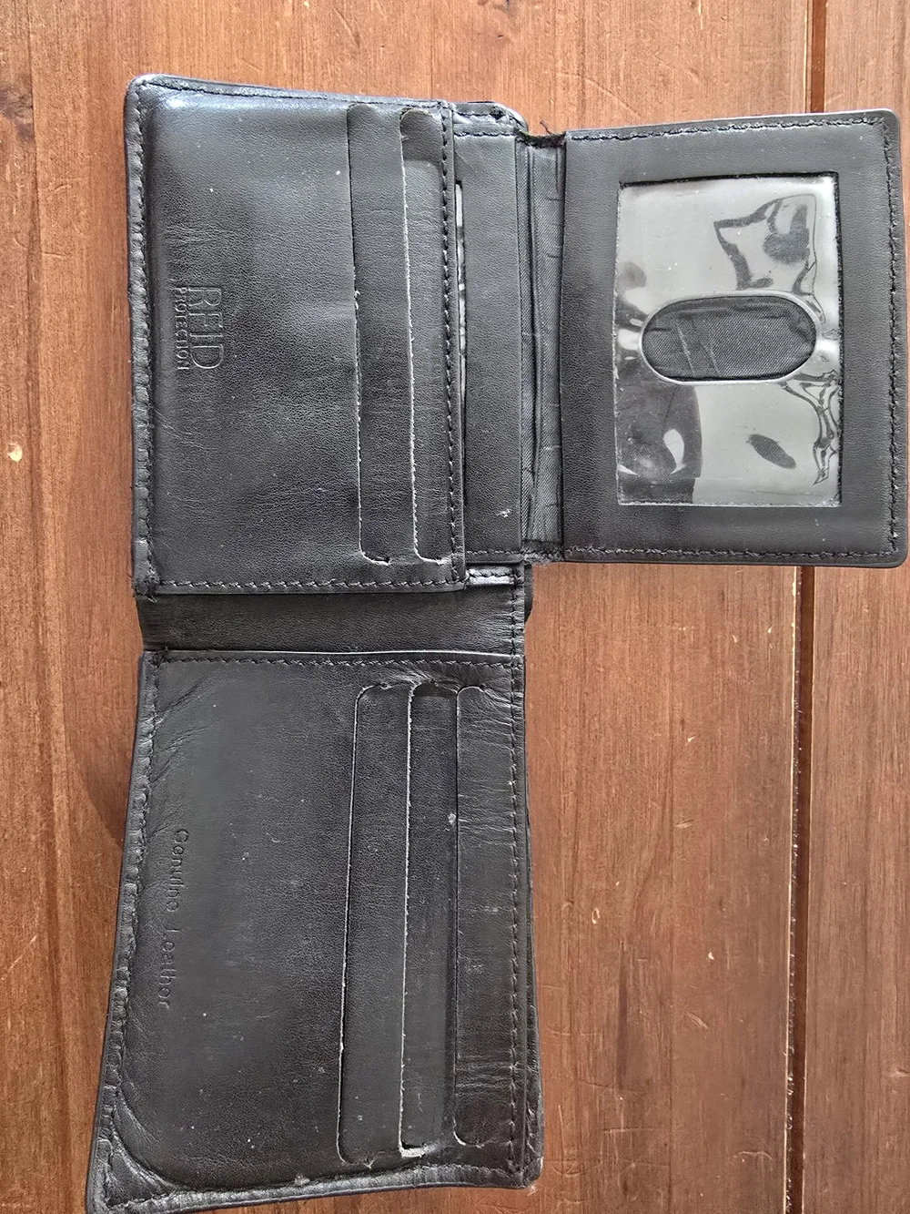 Harley-Davidson Black Leather Money Clip Wallet with Silver Skull
